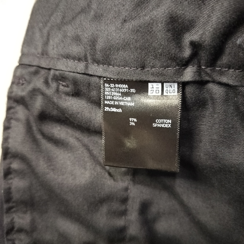 Uniqlo Men's Black Slim Chino Pants, Stretch Sz 29×34. - Picture 8 of 14